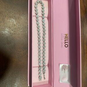 Hello Little Love Crystal Tennis Necklace - Silver Tone